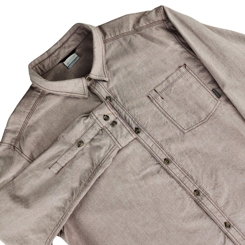 Columbia Button Down Shirt Mens XXL Brown Long Sleeve 100% Cotton Regular Fit